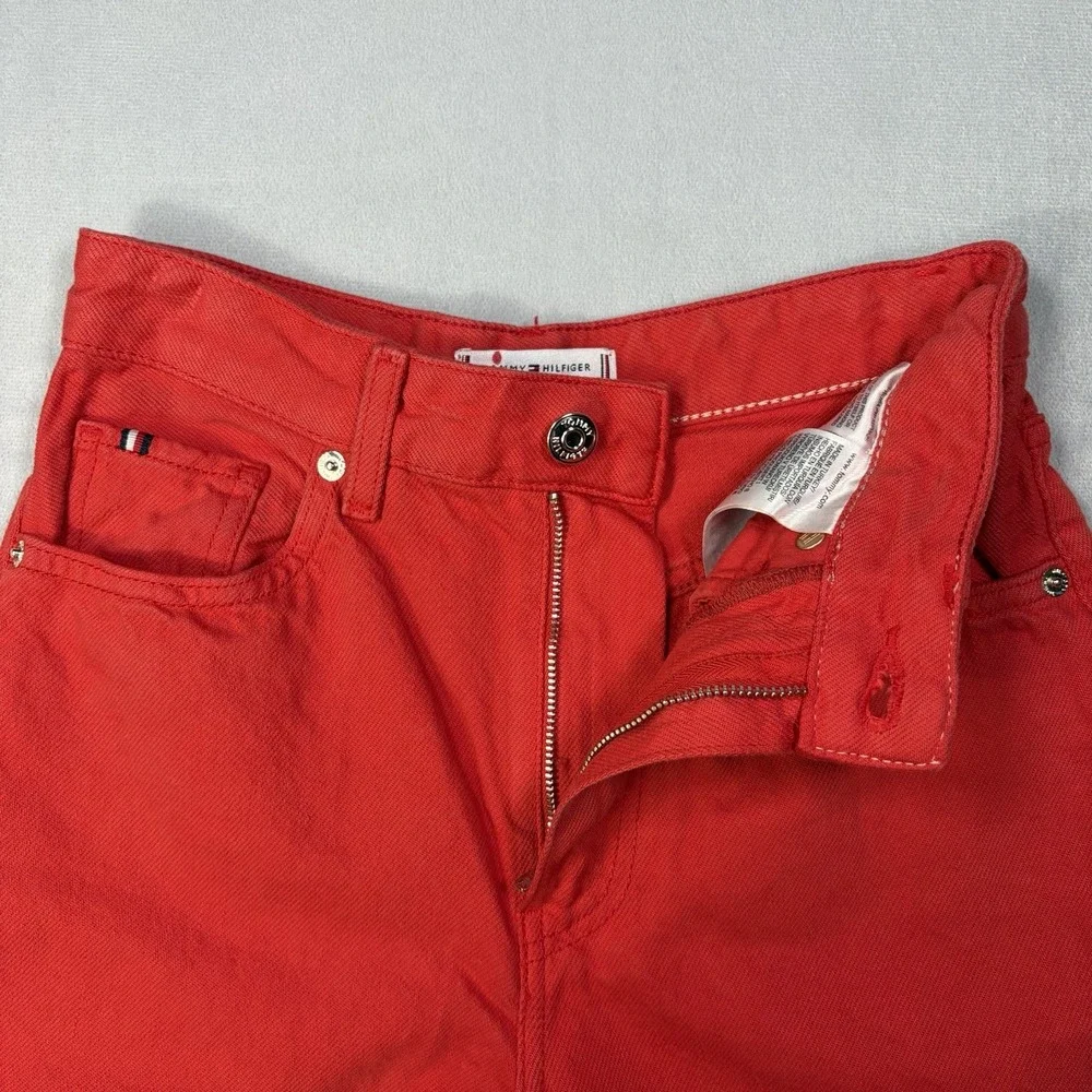 Tommy Hilfiger Jeans Women's Size 24X32 Actual 24X24.5  Red High-Rise Wide-Leg